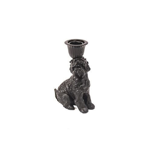 HV Labradoodle Candle Holder- Black-4x9x13 cm