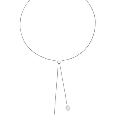 Collana a Y d'acqua dolce con 2 perle lunghezza 75 cm