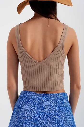 Crop top en maille beige 6