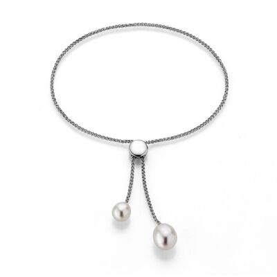 Bracelet avec 2 perles d'eau douce blanches