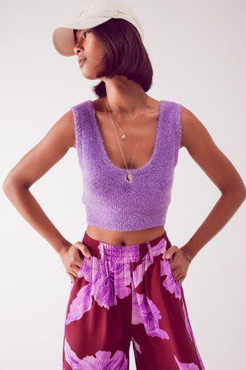 Crop top en maille violet 1