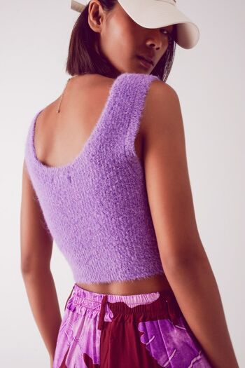 Crop top en maille violet 4