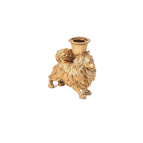 HV Pomeranian Candle Holder- Gold 11.7x5.5x12cm