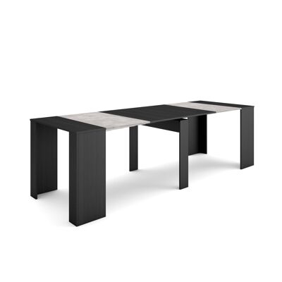 Skraut Home | Extendable Console Table | Folding dining table | 260 | For 12 people | Dining room and kitchen | Modern Style | Black281_5_02