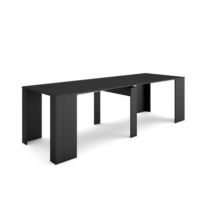 Skraut Home | Extendable Console Table | Folding dining table | 260 | For 12 people | Dining room and kitchen | Modern Style | Black281_17_02