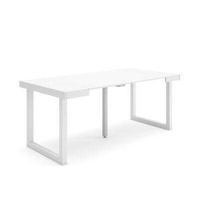 Skraut Home | Extendable Console Table | Folding dining table | 180 | For 8 people | Solid wood legs | Modern Style | White255_25_02