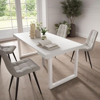 Accueil | Table console extensible | Table à manger pliante | 180 | Pour 8 personnes | Pieds en bois massif | Style moderne | Blanc255_25_02 2