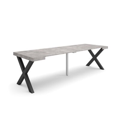 Skraut Home | Extendable Console Table | Folding dining table | 260 | For 12 people | Solid wood legs | Modern Style | Cement341_18_02