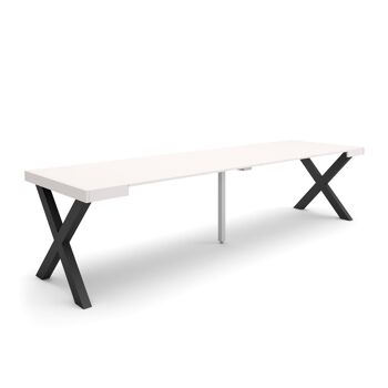 Accueil | Table console extensible | Table à manger pliante | 300 | Pour 14 personnes | Pieds en bois massif | Style moderne | Blanc328_7_02 1