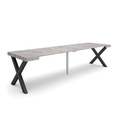 Skraut Home | Extendable Console Table | Folding dining table | 300 | For 14 people | Solid wood legs | Modern Style | Cement342_18_02