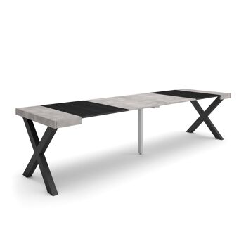 Accueil | Table console extensible | Table à manger pliante | 300 | Pour 14 personnes | Pieds en bois massif | Style moderne | Ciment342_21_02 1