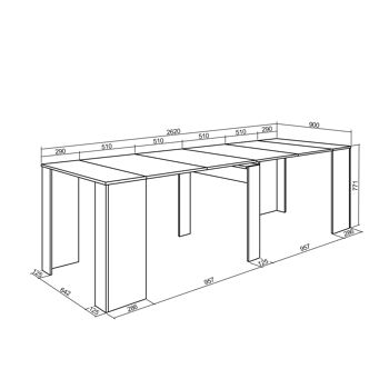 Accueil | Table console extensible | Table à manger pliante | 260 | Pour 12 personnes | Salle à manger et cuisine | Style moderne | Ciment283_9_02 3