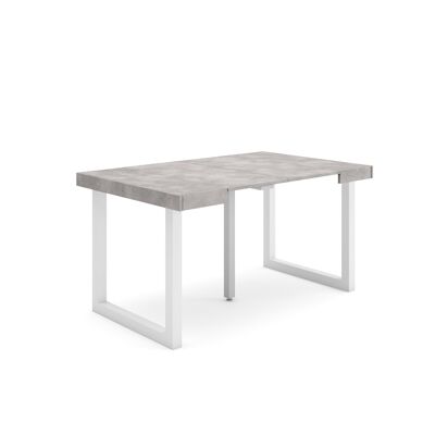 Skraut Home | Extendable Console Table | Folding dining table | 140 | For 6 people | Solid wood legs | Modern Style | Cement182_19_02