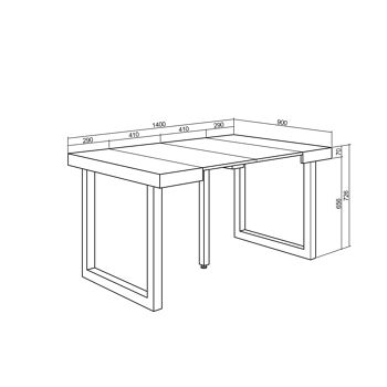 Accueil | Table console extensible | Table à manger pliante | 140 | Pour 6 personnes | Pieds en bois massif | Style moderne | Ciment182_19_02 3