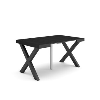 Accueil | Table console extensible | Table à manger pliante | 140 | Pour 6 personnes | Pieds en bois massif | Style moderne | Noir164_41_02 1