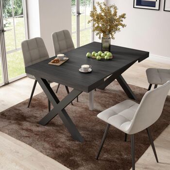 Accueil | Table console extensible | Table à manger pliante | 140 | Pour 6 personnes | Pieds en bois massif | Style moderne | Noir164_41_02 2