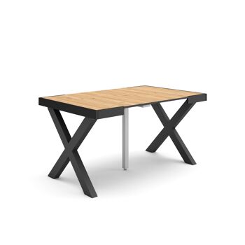 Accueil | Table console extensible | Table à manger pliante | 140 | Pour 6 personnes | Pieds en bois massif | Style moderne | Chêne166_18_02 1