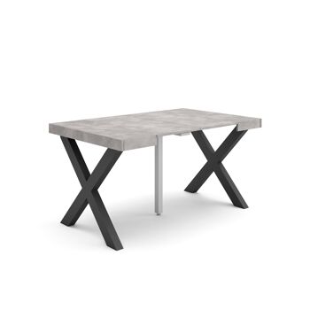 Accueil | Table console extensible | Table à manger pliante | 140 | Pour 6 personnes | Pieds en bois massif | Style moderne | Ciment165_19_02 1