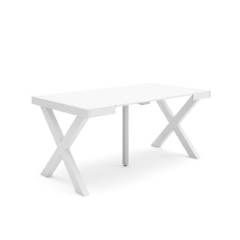 Accueil | Table console extensible | Table à manger pliante | 160 | Pour 8 personnes | Pieds en bois massif | Style moderne | Blanc201_25_02 1