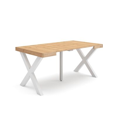 Skraut Home | Mesa Consola extensible | Mesa comedor plegable | 160 | Para 8 comensales | Patas madera maciza | Estilo Moderno | Roble200_35_02