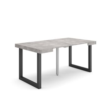 Accueil | Table console extensible | Table à manger pliante | 160 | Pour 8 personnes | Pieds en bois massif | Style moderne | Ciment208_19_02 1