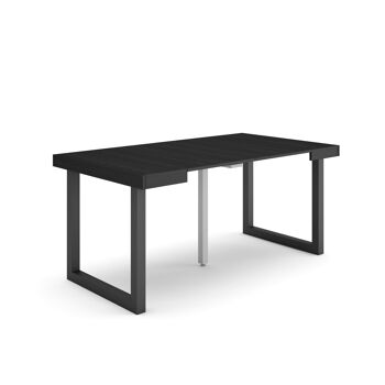 Accueil | Table console extensible | Table à manger pliante | 160 | Pour 8 personnes | Pieds en bois massif | Style moderne | Noir207_49_02 1