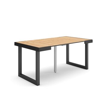Accueil | Table console extensible | Table à manger pliante | 160 | Pour 8 personnes | Pieds en bois massif | Style moderne | Chêne209_18_02 1