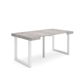 Accueil | Table console extensible | Table à manger pliante | 160 | Pour 8 personnes | Pieds en bois massif | Style moderne | Ciment213_19_02 1