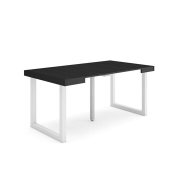 Accueil | Table console extensible | Table à manger pliante | 160 | Pour 8 personnes | Pieds en bois massif | Style moderne | Noir254_6_02 1