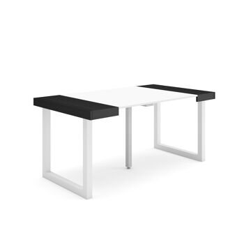 Accueil | Table console extensible | Table à manger pliante | 160 | Pour 8 personnes | Pieds en bois massif | Style moderne | Noir et blanc 254_7_02 1