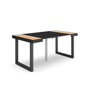 Accueil | Table console extensible | Table à manger pliante | 160 | Pour 8 personnes | Pieds en bois massif | Style moderne | Chêne et noir209_25_02 1