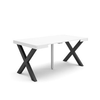 Accueil | Table console extensible | Table à manger pliante | 160 | Pour 8 personnes | Pieds en bois massif | Style moderne | Blanc196_25_02 1