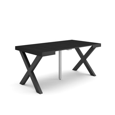 Skraut Home | Extendable Console Table | Folding dining table | 160 | For 8 people | Solid wood legs | Modern Style | Black197_49_02