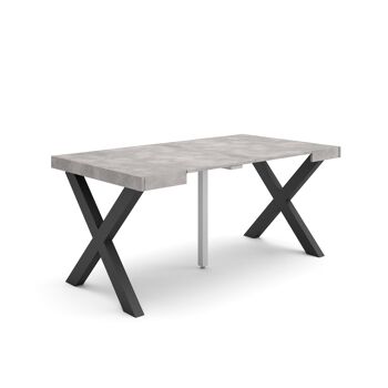 Accueil | Table console extensible | Table à manger pliante | 160 | Pour 8 personnes | Pieds en bois massif | Style moderne | Ciment198_19_02 1