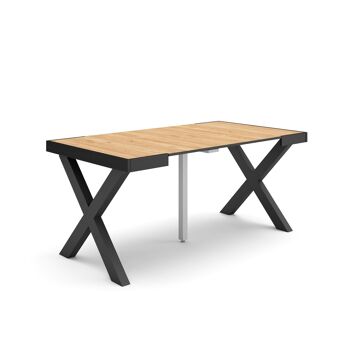 Accueil | Table console extensible | Table à manger pliante | 160 | Pour 8 personnes | Pieds en bois massif | Style moderne | Chêne199_18_02 1