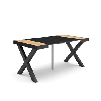 Accueil | Table console extensible | Table à manger pliante | 160 | Pour 8 personnes | Pieds en bois massif | Style moderne | Chêne et noir199_25_02 1