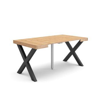 Mesa Consola extensible, 300, Para 14 comensales, Patas madera maciza, Roble