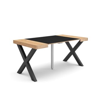 Accueil | Table console extensible | Table à manger pliante | 160 | Pour 8 personnes | Pieds en bois massif | Style moderne | Chêne et noir195_37_02 1