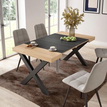 Accueil | Table console extensible | Table à manger pliante | 160 | Pour 8 personnes | Pieds en bois massif | Style moderne | Chêne et noir195_37_02 2