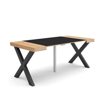 Accueil | Table console extensible | Table à manger pliante | 180 | Pour 8 personnes | Pieds en bois massif | Style moderne | Chêne et noir230_21_02 1