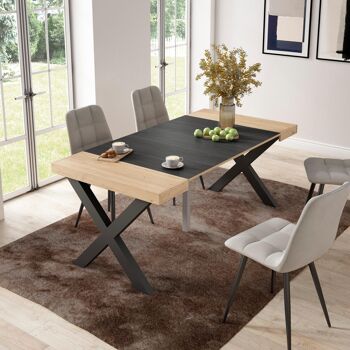 Accueil | Table console extensible | Table à manger pliante | 180 | Pour 8 personnes | Pieds en bois massif | Style moderne | Chêne et noir230_21_02 2