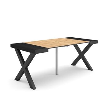 Accueil | Table console extensible | Table à manger pliante | 180 | Pour 8 personnes | Pieds en bois massif | Style moderne | Noir et chêne232_34_02 1