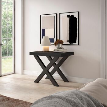 Accueil | Table console extensible | Table à manger pliante | 180 | Pour 8 personnes | Pieds en bois massif | Style moderne | Noir et chêne232_34_02 4