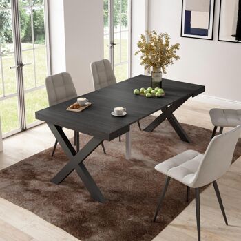 Accueil | Table console extensible | Table à manger pliante | 180 | Pour 8 personnes | Pieds en bois massif | Style moderne | Noir232_41_02 2