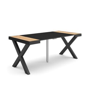 Accueil | Table console extensible | Table à manger pliante | 180 | Pour 8 personnes | Pieds en bois massif | Style moderne | Chêne et noir234_7_02