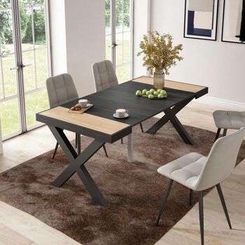 Accueil | Table console extensible | Table à manger pliante | 180 | Pour 8 personnes | Pieds en bois massif | Style moderne | Chêne et noir234_7_02 2