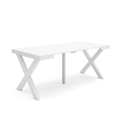 Accueil | Table console extensible | Table à manger pliante | 180 | Pour 8 personnes | Pieds en bois massif | Style moderne | Blanc236_25_02