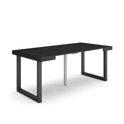 Accueil | Table console extensible | Table à manger pliante | 180 | Pour 8 personnes | Pieds en bois massif | Style moderne | Noir250_41_02