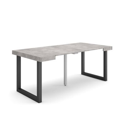 Accueil | Table console extensible | Table à manger pliante | 180 | Pour 8 personnes | Pieds en bois massif | Style moderne | Ciment251_6_02