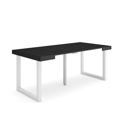Accueil | Table console extensible | Table à manger pliante | 180 | Pour 8 personnes | Pieds en bois massif | Style moderne | Noir256_6_02
